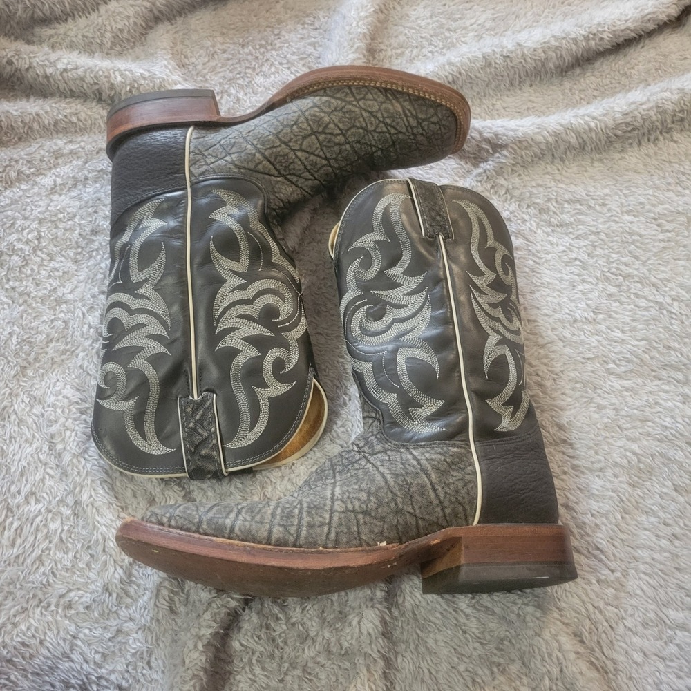 Justin Mens Pards 11" Elephant boots, textured grey elephant leather Boots 9D